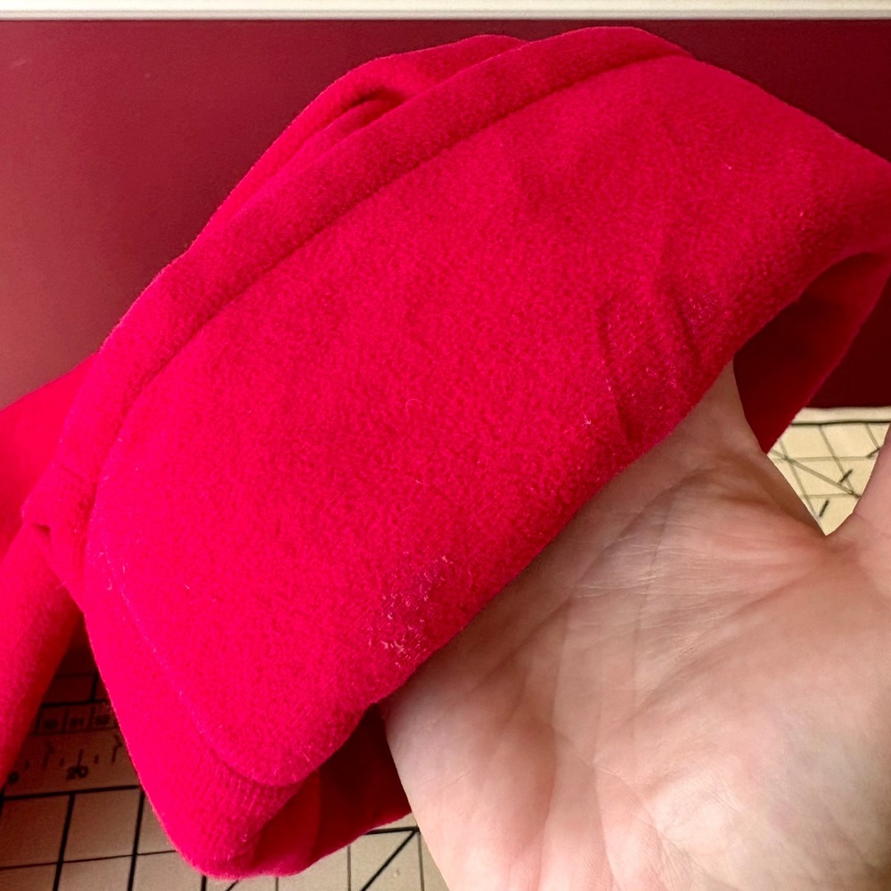 Vintage Vanity Fair Red Fleece Robe Long Belted Housecoat Made in USA 70s Funnel - Picture 7 of 13